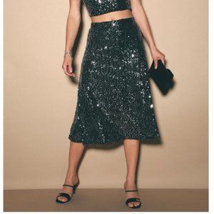 🔆NWOT Lulu's Black Sequin Glam Midi Skirt